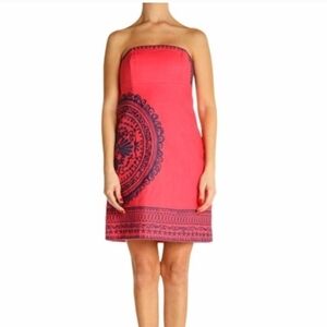Lilly Pulitzer  Bowen Womens Coral Embroidered Bowen Strapless Mini Dress US 2
